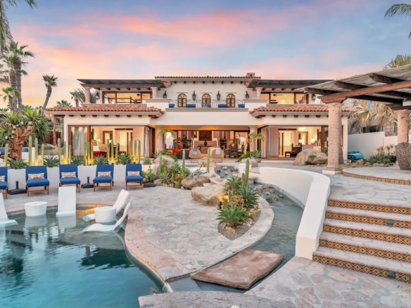 Aerial view of luxury oceanfront communities and residences in Los Cabos