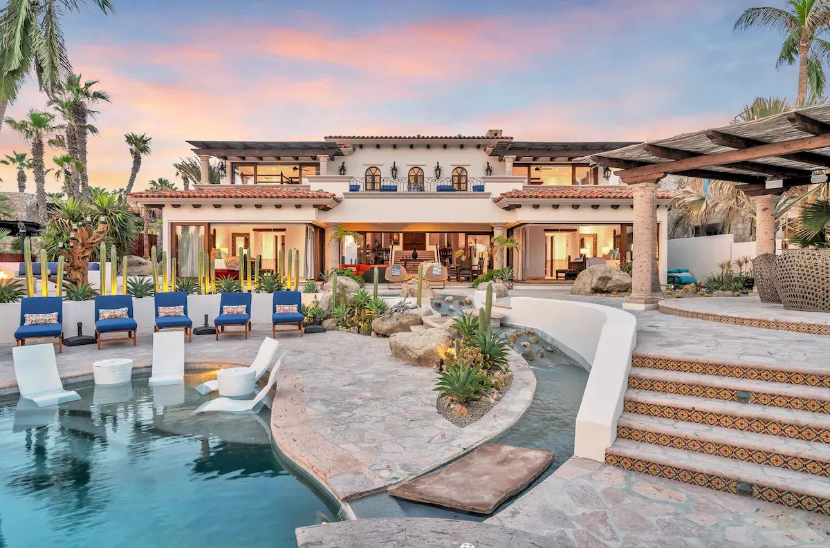 Aerial view of luxury oceanfront communities and residences in Los Cabos