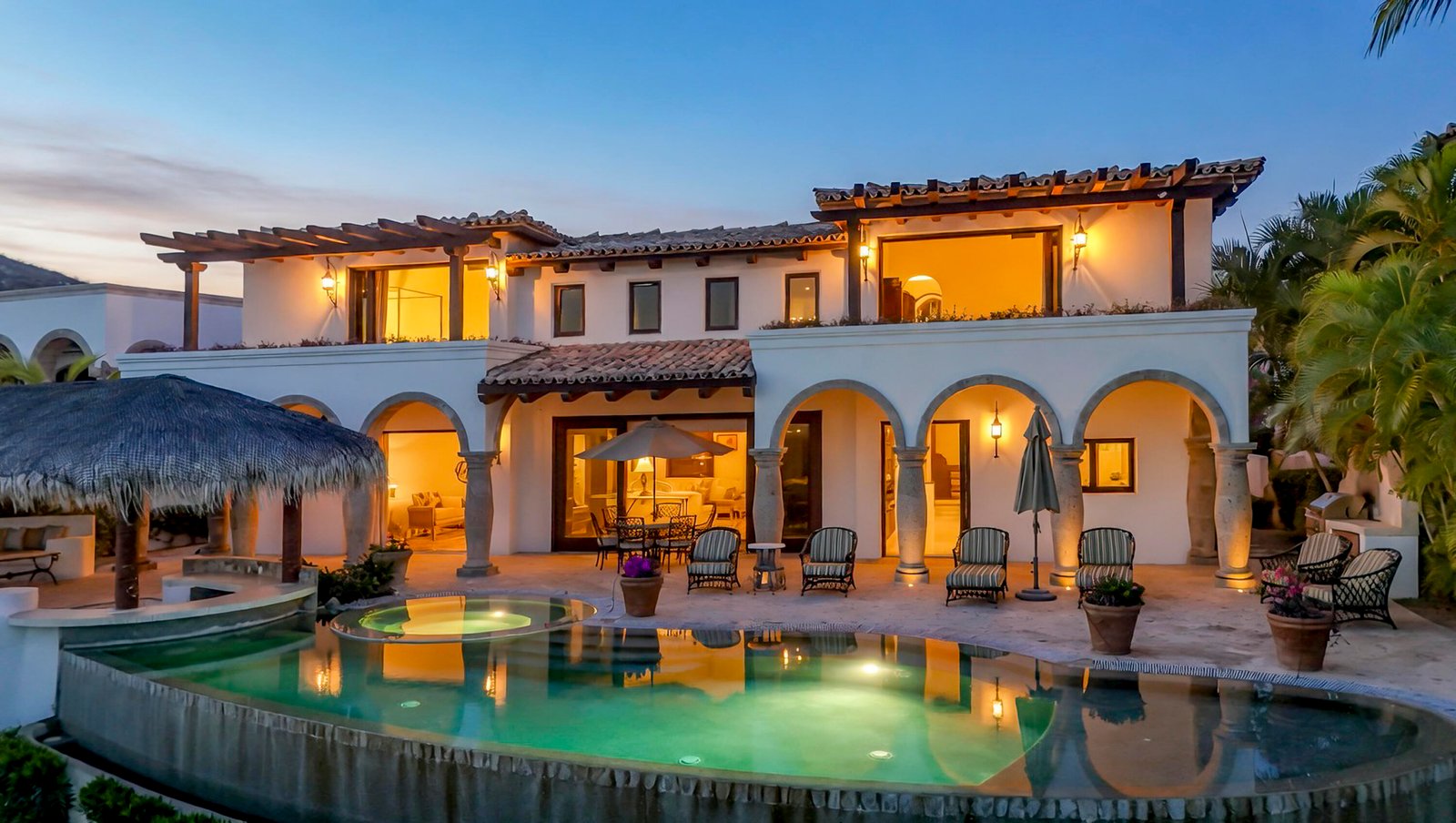Cabo del Sol Las Colinas Welcome to Casa Van Brunt this 4 bedroom 4 1/2 bath home plus a den is located in Las Colinas in the private resort community of Cabo Del Sol. This residence is a two-story home sitting on nearly 12,000 square feet of land. The home is delivered fully furnished and overlooks the 12th hole of the Cove Club Golf Course. Enjoy it's outdoor living space with a large palapa and infinity-edge pool with for sale